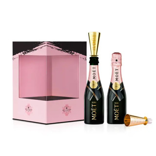 酩悦Moet & Chandon桃红甜 mini法国香槟葡萄酒 200ml*2瓶双支礼盒装