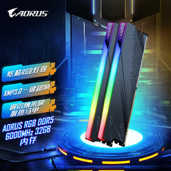 GIGABYTE 技嘉 AORUS系列 GP-ARS32G60D5R DDR5 6000MHz RGB 台式机内存 灯条 黑色 32GB 16GB