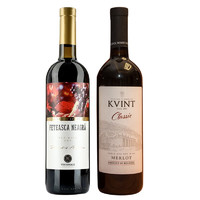 KVINT 克文特 摩尔多瓦原瓶进口 菲佳斯卡干红葡萄酒 黑姑娘+经典梅洛 750ml*2组合装