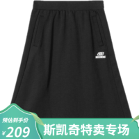 斯凯奇（Skechers）女装新款裙子运动休闲半身裙短裙L320W124 深黑色L320W124-002K M