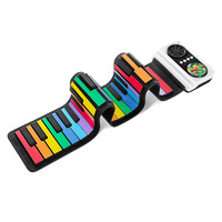 iword 诺艾 手卷电子钢琴49键儿童版便携式玩具折叠软键盘入门彩虹色