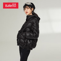 班尼路（Baleno）2021秋冬韩版简约黑色高领羽绒服女加厚保暖宽松外套 独立款 001A碳黑 S