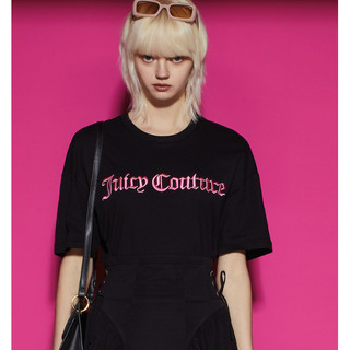 Juicy Couture 橘滋 黑甜撞色立体logo立T恤
