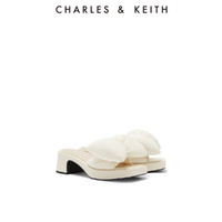 CHARLES & KEITH CHARLES&KEITH23;春夏新款CK1-61720141蝴蝶结装饰粗跟方头拖鞋女