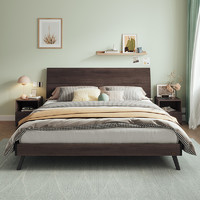QuanU 全友 [预售]全友家居 简约现代板式床 木纹1.8米1.5米人造板床 卧室成套家具床 床头柜 床垫组合106302