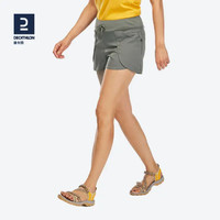 迪卡侬（DECATHLON）官网女休闲徒步登山裤棉印花运动女士短裤透气快干QUW NH100 橄榄绿 L(42)