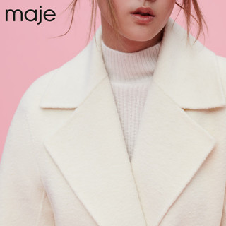 maje秋冬女装法式长款纯色系带收腰羊毛混纺大衣外套MFPOU00910