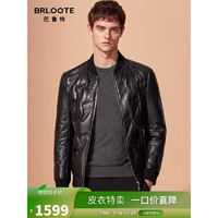 Brloote/巴鲁特压花皮衣男冬季真皮羽绒服男款加厚保暖羽绒衣外套 黑色 190/108A