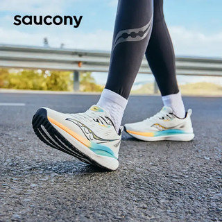 saucony 索康尼 浪潮男女轻量缓震跑步鞋情侣跑鞋训练运动鞋TIDE白黑黄39