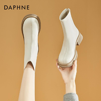抖音超值购：DAPHNE 达芙妮 短筒女靴春季棕色低跟小短靴女2023新款马丁靴切尔西靴时尚