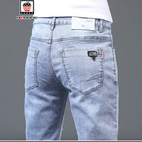 AEMAPE美国苹果 浅蓝色牛仔裤男士弹力潮牌春季新款修身小脚休闲长裤子男韩版潮流 浅蓝色 32