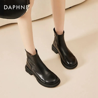 抖音超值购：DAPHNE 达芙妮 短靴女2023年新款春季配裙子小个子时尚瘦瘦靴女平底靴子女
