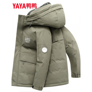 鸭鸭（YAYA）羽绒服男短款2021冬季新款鸭绒连帽冬季韩加厚商务休闲保暖外套Y 卡其色-YE2B700842D 190/104A