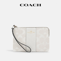 COACH 蔻驰 CornerZip系列 小号C纹印花白色手拿包 58035IMRFF