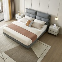 QuanU 全友 家居布艺床简约现代科技布分段床屏1米8大床卧室家具G115001