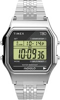 TIMEX 天美时 T80 34mm TW2V19000YB 石英手表, 银色/黑色表链