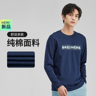 SKECHERS 斯凯奇 23年春季新品运动t恤男亲肤男式长袖t恤男