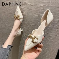 DAPHNE 达芙妮 830-67达芙妮软皮单鞋女中跟新款夏季尖头法式复古高跟鞋细跟3CM
