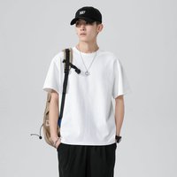 移动端：古礼 古宏（GUHONG）纯棉短袖恤青少年夏季新品潮牌休闲短袖修身型休闲上衣 白色 M