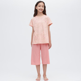 UNIQLO 优衣库 童装/女童 AIRism棉混纺休闲套装(短袖家居服睡衣) 454089