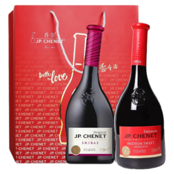 J.P.CHENET 香奈 法国原瓶进口 歪脖子 西拉干红+半甜红 750ml*2 组合装 礼盒