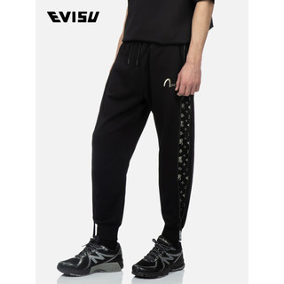 EVISU KURO 2023年春夏新款 男士刺绣拼接卫裤2ESGNM3SP419XXCT 黑色 XL