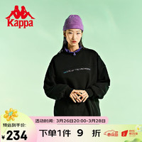 Kappa 卡帕 玩家系列电音套头衫冬女落肩卫衣休闲圆领外套K0B62WT02D 黑色-990 M