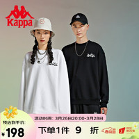 Kappa 卡帕 套头衫秋情侣男女运动卫衣休闲圆领长袖外套K0BY2WT91D 黑色-990 M