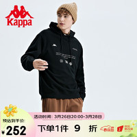 Kappa 卡帕 套头帽衫男秋运动卫衣休闲长袖外套K0C52MT60 黑色-990 L