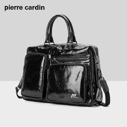 pierre cardin 皮尔·卡丹 皮尔卡丹公文包商务简约男士真皮手提包时尚休闲大容量牛皮单肩包