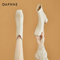 抖音超值购：DAPHNE 达芙妮 短靴女短筒高跟靴方头法式瘦瘦靴春季气质设计感保暖马丁靴