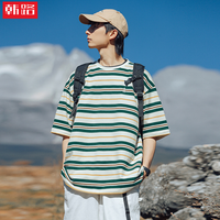 韩路 三歌服饰 复古撞色条纹T恤