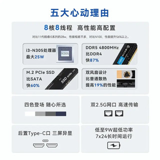 Beelink 零刻 EQ12 Pro 迷你电脑主机（i3-N305、16GB、500GB）