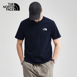 THE NORTH FACE 北面 TheNorthFace北面22春夏短袖男士棉感速干衣短袖T恤70%棉5JWV 藏青色RG1 M码170/92A