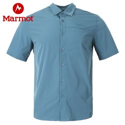 Marmot 土拨鼠 23春夏新款运动户外商务透气吸湿排汗男短袖速干衬衫53370