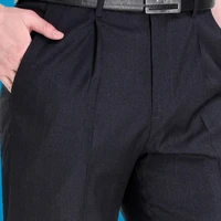 AEMAPE苹果西裤男宽松深档中老年品牌男裤商务正装直筒裤男士品质西装裤 深灰有褶皱 32码/2尺5