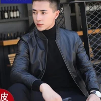 罗蒙(ROMON)2023新款绵羊皮真皮皮衣男春秋款棒球领皮夹克男士薄款外套潮 黑色 180/XL建议130140斤