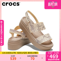 crocs 卡骆驰 布鲁克林女士蛇纹厚底凉鞋坡跟鞋女鞋|208241