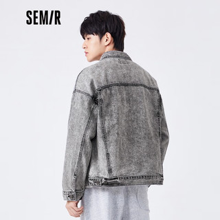 Semir 森马 牛仔外套男春季基础经典复古男生翻领工装水洗潮103521108107