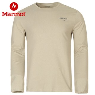 Marmot/土拨鼠户外运动男款棉质弹力吸湿排汗透气素色百搭长袖T恤