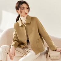 尚都比拉气质百搭毛呢外套女短款小个子秋冬100%羊毛双面呢大衣 驼色 S