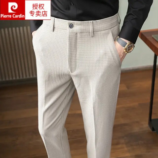 皮尔卡丹（pierre cardin）休闲小西裤男士春秋款2023新款西装男裤修身小脚华夫格痞帅九分裤 灰色 28