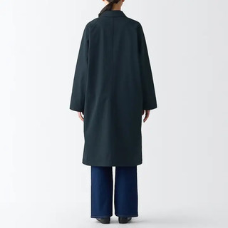 无印良品（MUJI） 女式 不易沾水 立领大衣 BDE32A3S 长款外套 大衣 风衣 深藏青色 XL