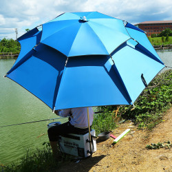 花可折叠钓伞防晒黑胶牛津布防雨台钓太阳伞垂钓渔具用品24米蓝色黑胶