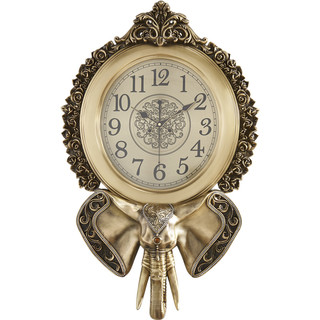 大象欧式挂钟家用美式静音钟表创意客厅石英钟黄铜色装饰丽声机芯（20英寸以上、18011深咖色《品牌霸王机芯》）