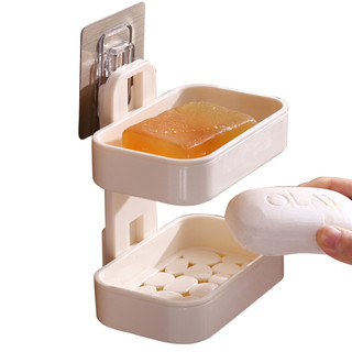 免打孔壁挂式香皂盒吸盘沥水双层肥皂盒卫生间香罩盒浴室创意皂托