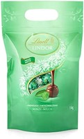 Lindt 瑞士莲 Lindor 牛奶薄荷巧克力球袋装 独立包装巧克力球 微融夹心 1件装（1x1kg）