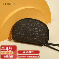 FOXER 金狐狸 包包女包复读印花零钱包女小巧简约短款百搭卡包女实用银行卡袋女轻奢老婆生日礼物送女友啡色