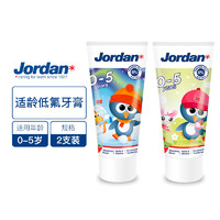 Jordan 进口儿童牙膏 婴幼儿宝宝含氟防蛀 草莓味50ml*2支