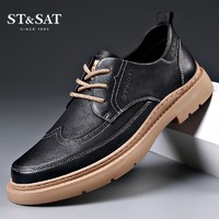 ST&SAT; 星期六 男鞋2023新款商务皮鞋男真皮休闲英伦风工装鞋